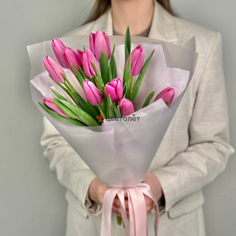 Фиолетовые тюльпаны, 11 шт