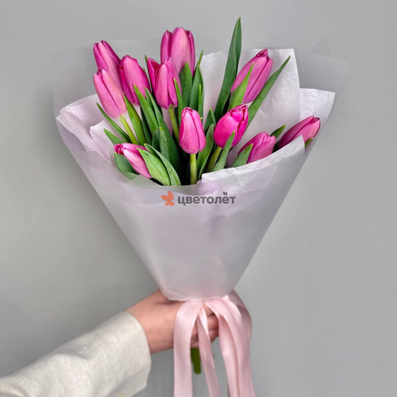 Фиолетовые тюльпаны, 11 шт